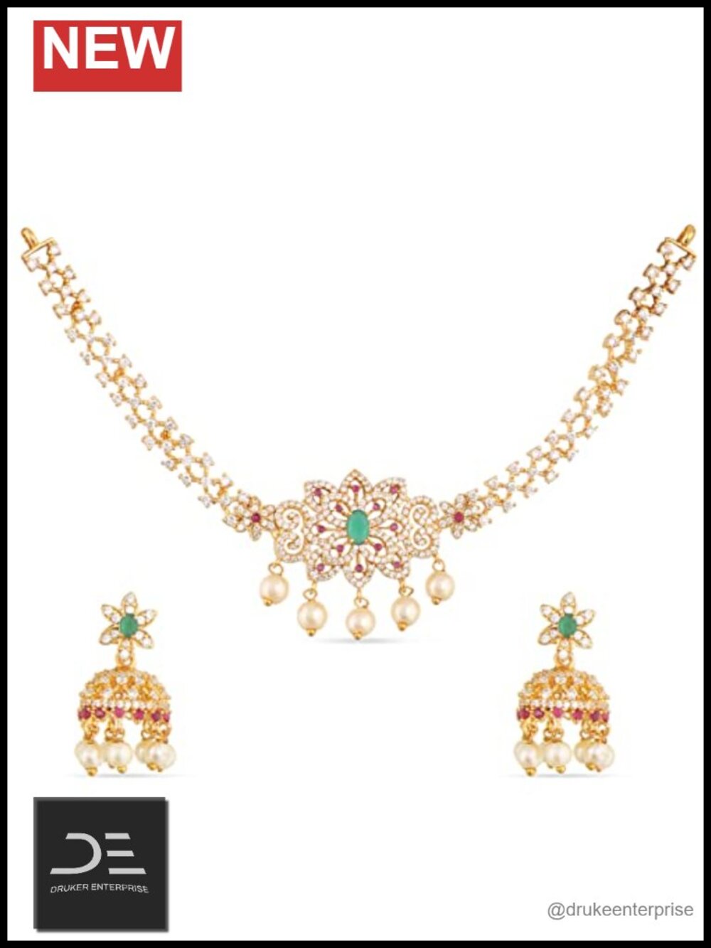 TARINIKA Beli Indian Jewelry Set Women Gold Plated Brass Necklace Earrings
